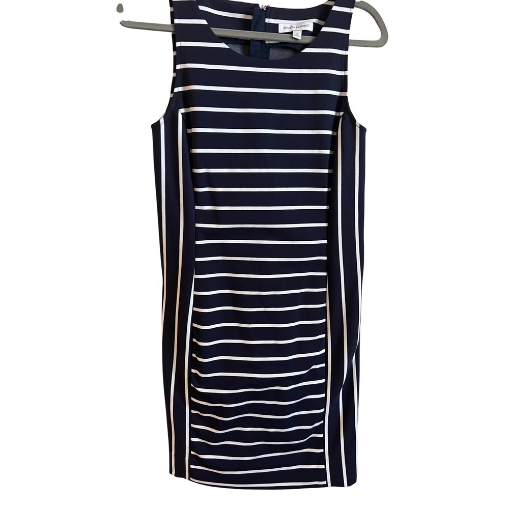 Banana Republic Womens Navy White Striped Sleeveless Sheath‎ Dress Size 8
